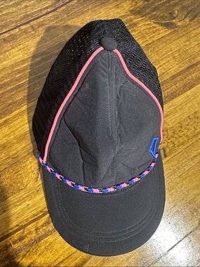 Black Trucker Cap with Pink Trim and Multicolor Braided Cord